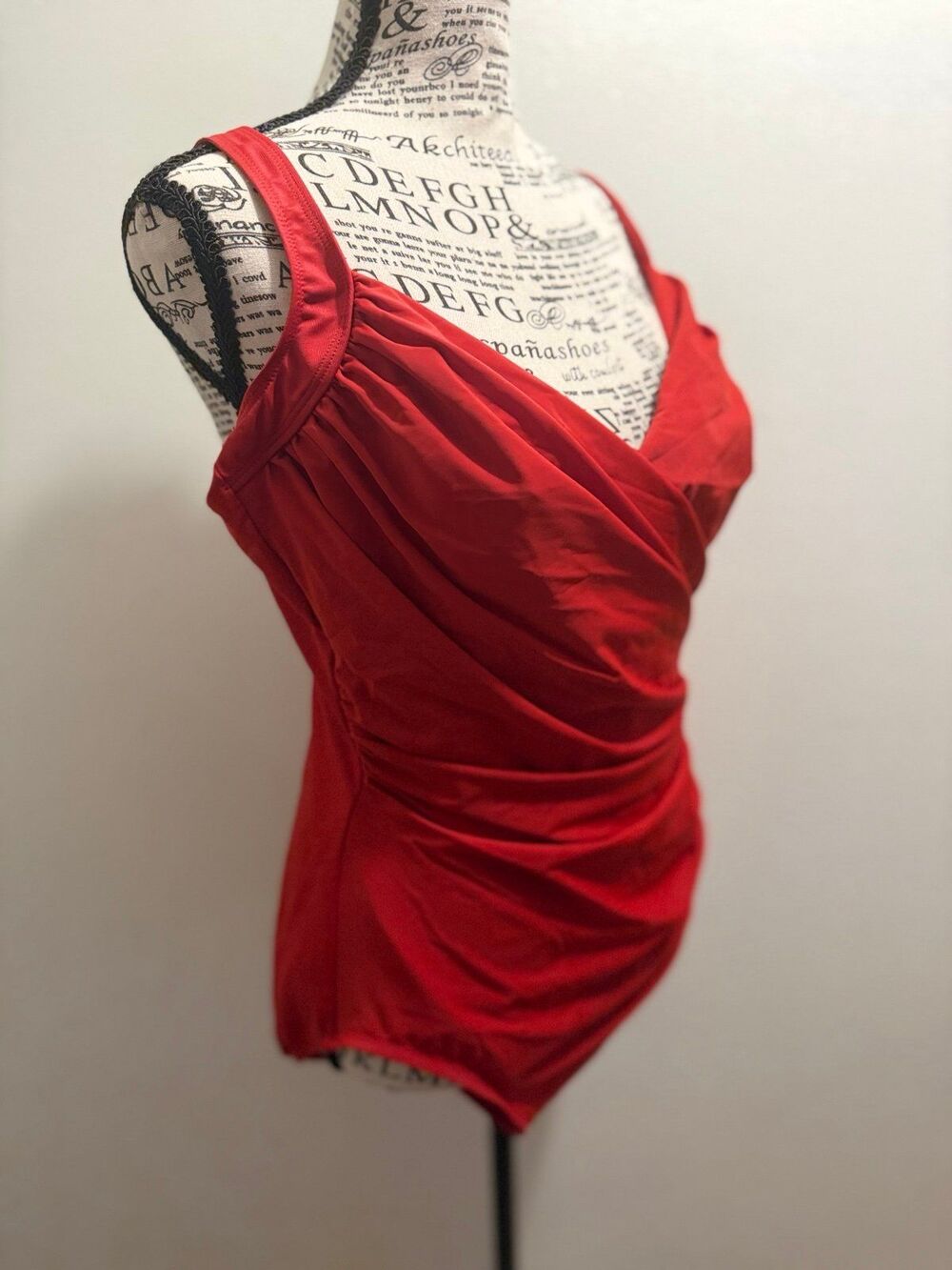 90’s Vintage Throwback Retro Miraclesuit One-Piece Swimsuit Red US size 18DDD - Picture 3 of 8